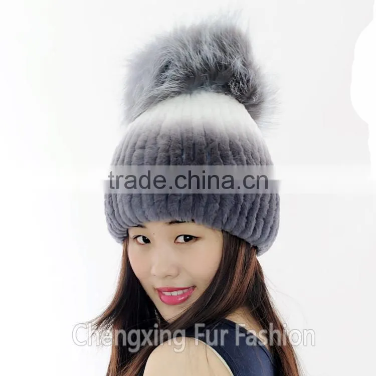 CX-C-02E 2016 Newest Knitted Hat Rex Rabbit Fur Woman Hat