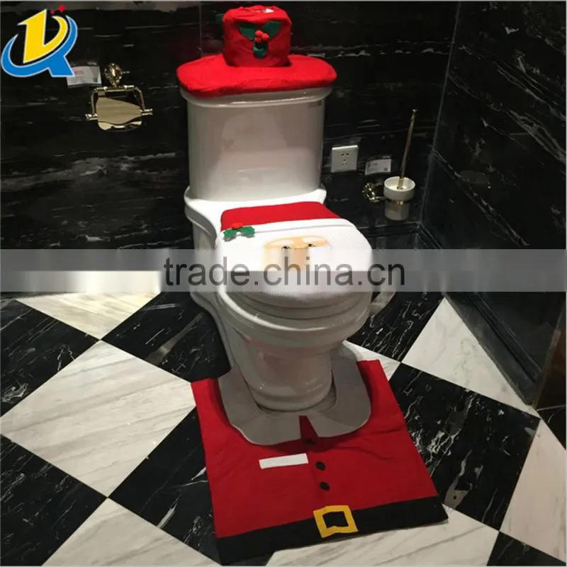 Hot sale cute christmas closestool decoration Santa toilet seat cover