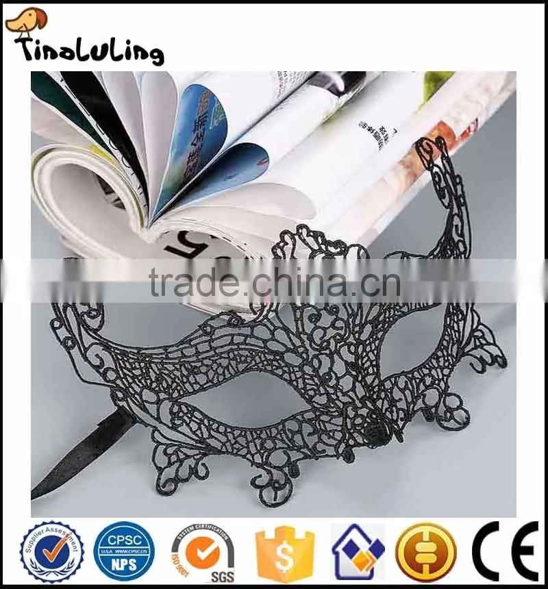 Women Elegant Sexy Black Lace Masquerade Eye Mask Carnival Dance Hand Mask