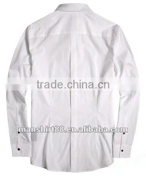 Exclusive style 100%Cotton men White tuxedo dress shirt with peaked collar and14 pleats each side