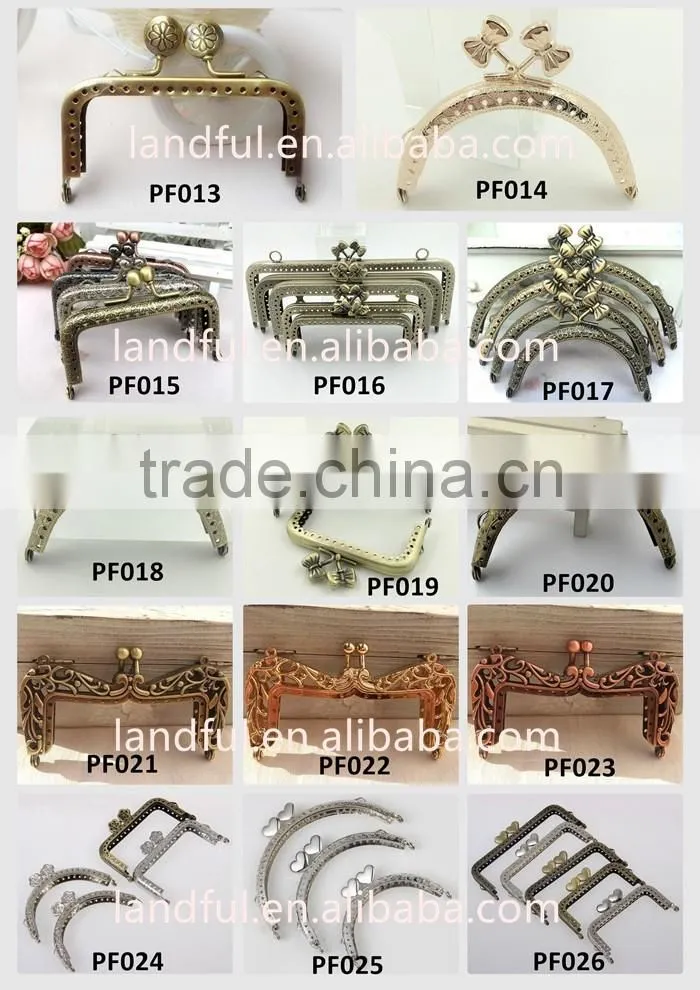 8.5cm Antique Brass Curved Candy Color Bead Sewing Metal Coin Purse Frame