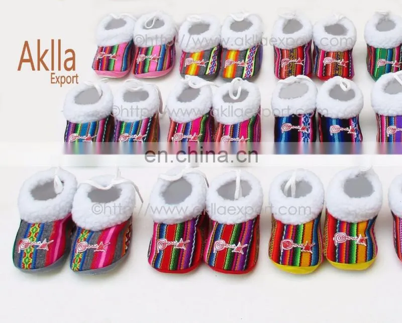 Peruvian Handmade Shoes for Baby of Aguayo Fabric