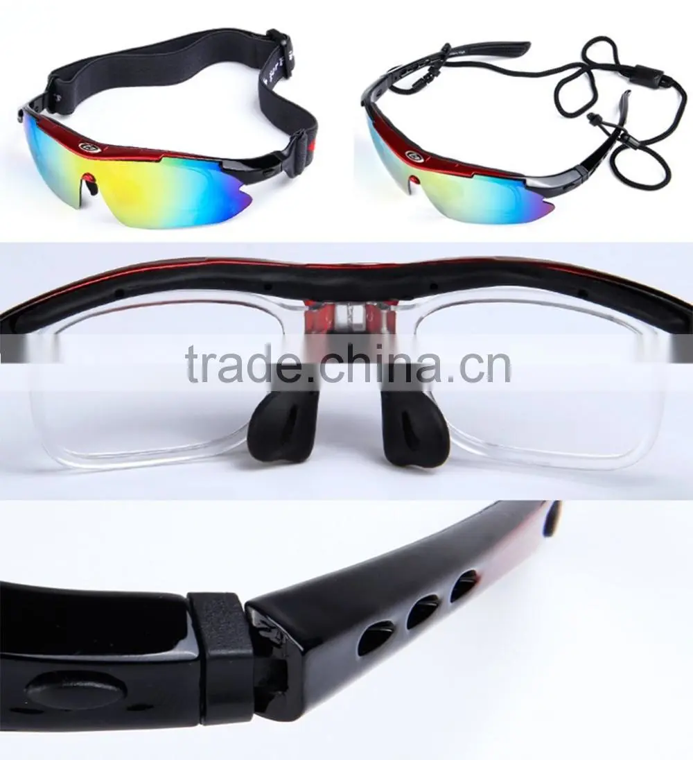 Polarized Sports Sunglasses with 5 Interchangeable Lenses for Men Women Cycling Running Glasses