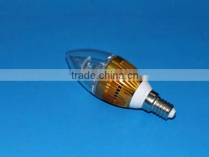 high bright 3w e14 golden shell candle bulb,3 years warranty,CE&ROHS,