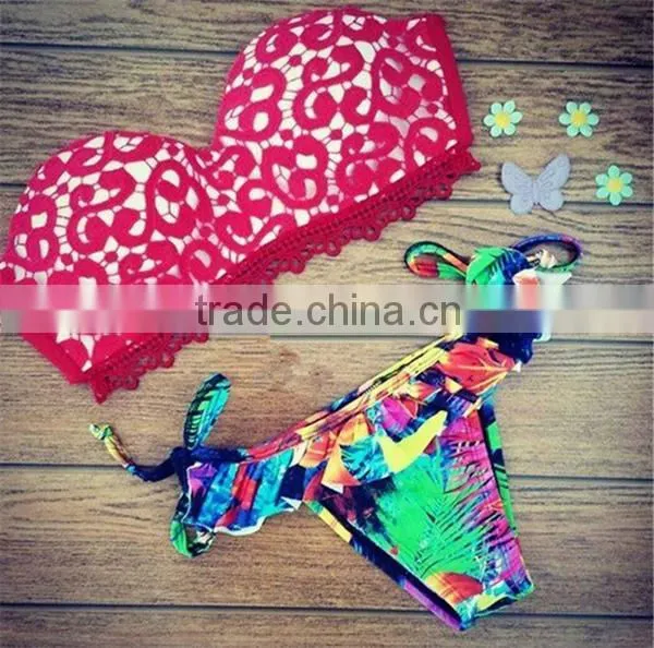 2016 Summer Style Print Floral Bikini Swimwear Sexy Biquini Feminino Padded Swimsuit