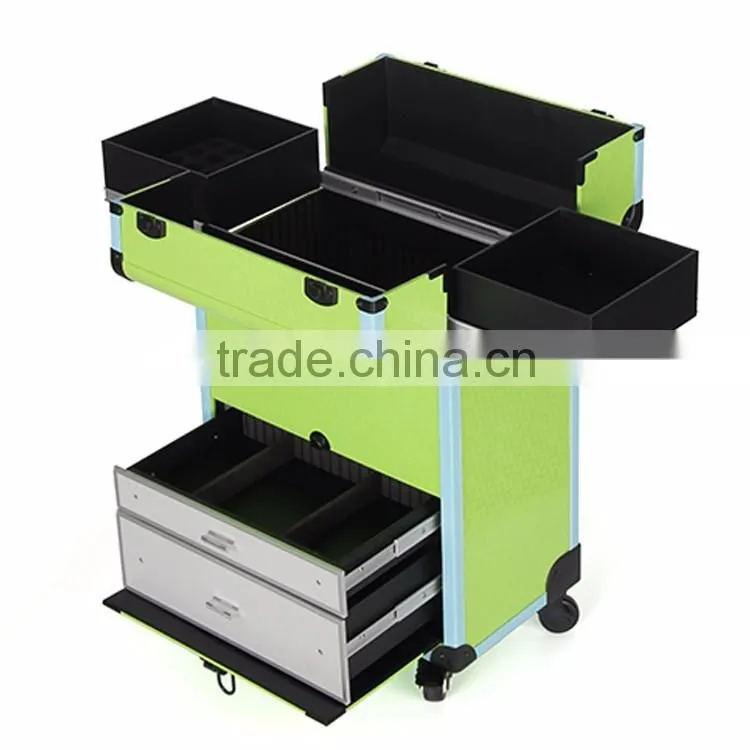 pvc trolley makeup case with drawers