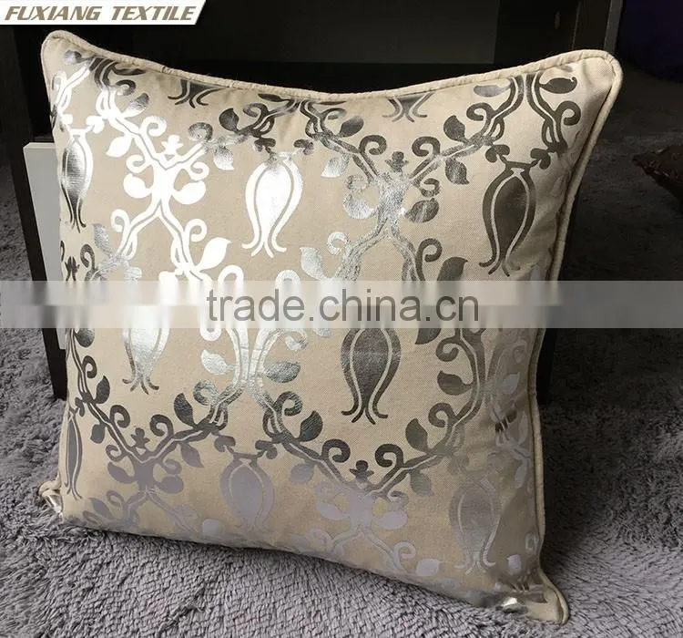 foil print faux linen cushion for home
