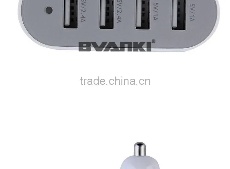 USB Car Charger Adapter Auto Universal 4 Port 2.4A For iPhone, 12v 2.4A car battery charger For Mobile Phone made in china