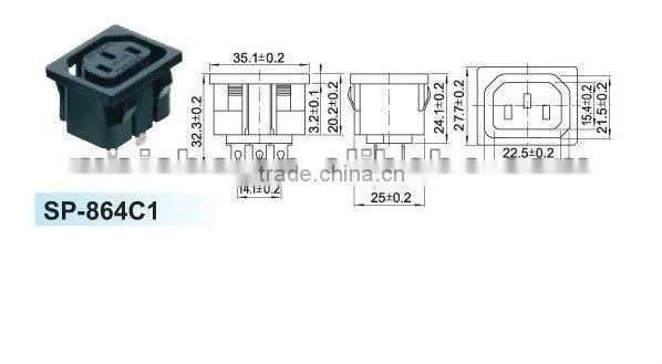 10A 250V male switch power socket