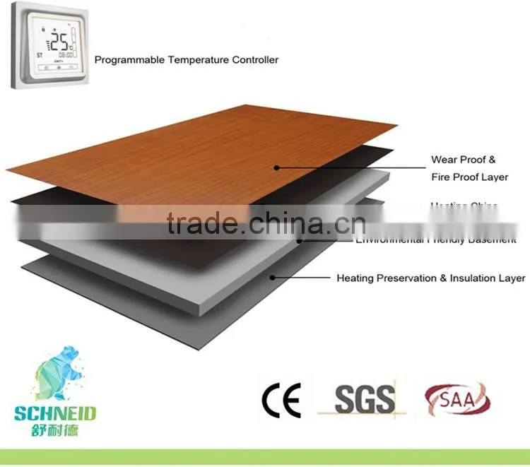 No formadehyde eco friendly click lock heating flooring with thermostat