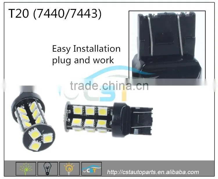 Best Offer Nonpolar Canbus LED Lamp Bulb T20 7440/7443 5050 27SMD 12V Led Lamp Bulb