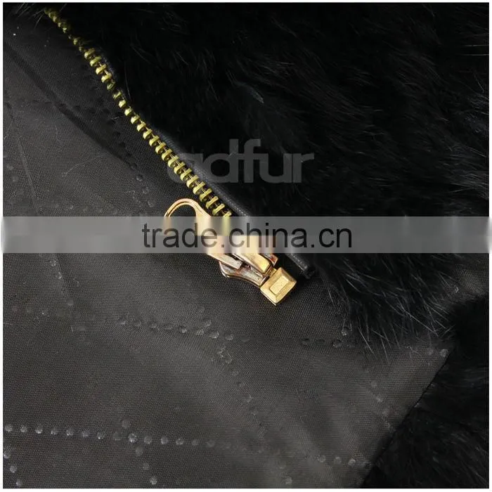 QD30406 Hot Sale Women Real Rabbit Fur Short Vest with Stand Collar