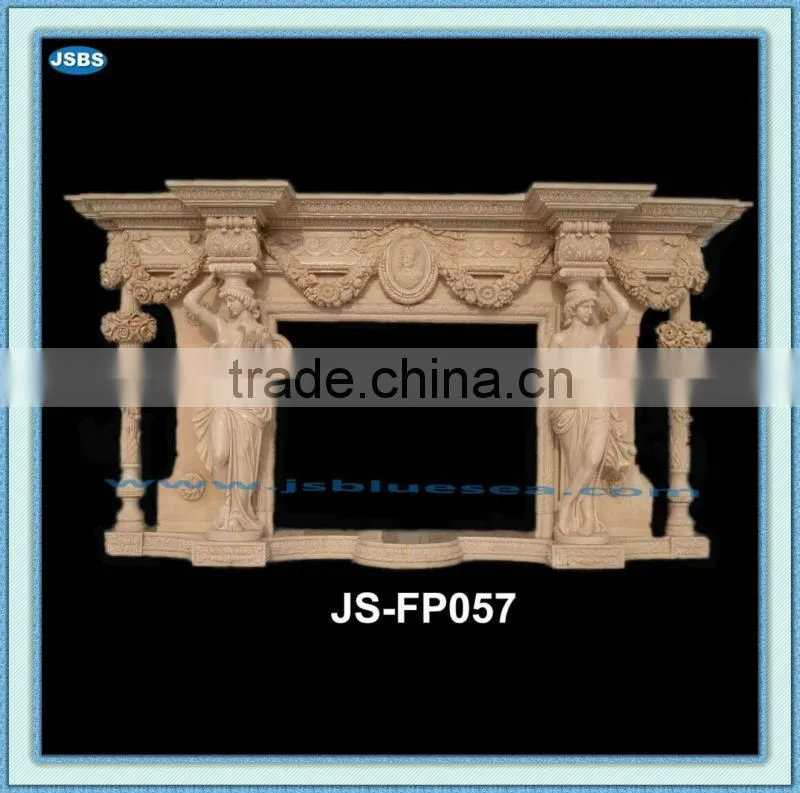 cheap stone fireplace with female statue