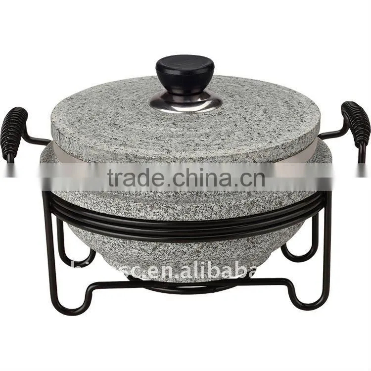 Stone cooker pot with frame granite slab