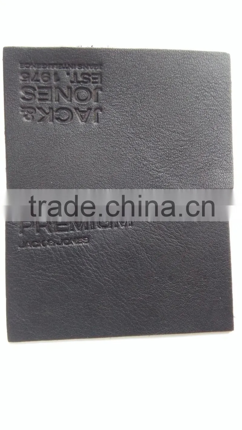 china factory custom real leather black leather label for jeans