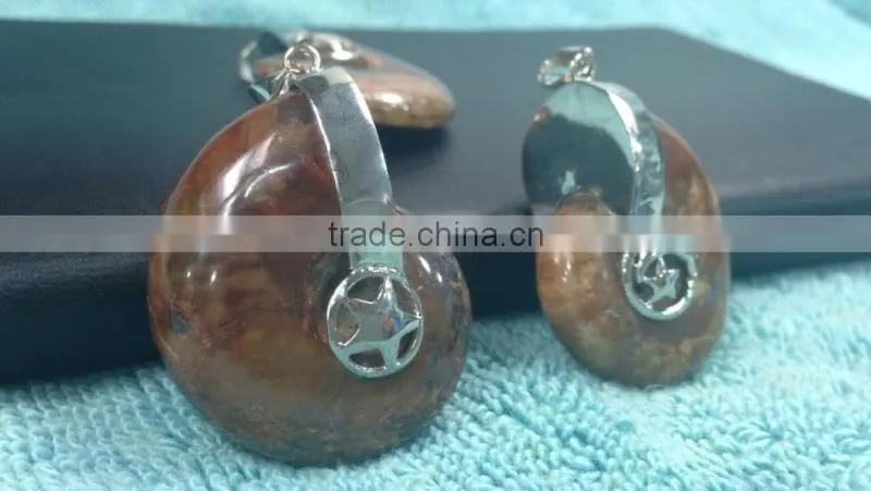Wholesale Charm Fossilized ammolite diamond pendant for accessories