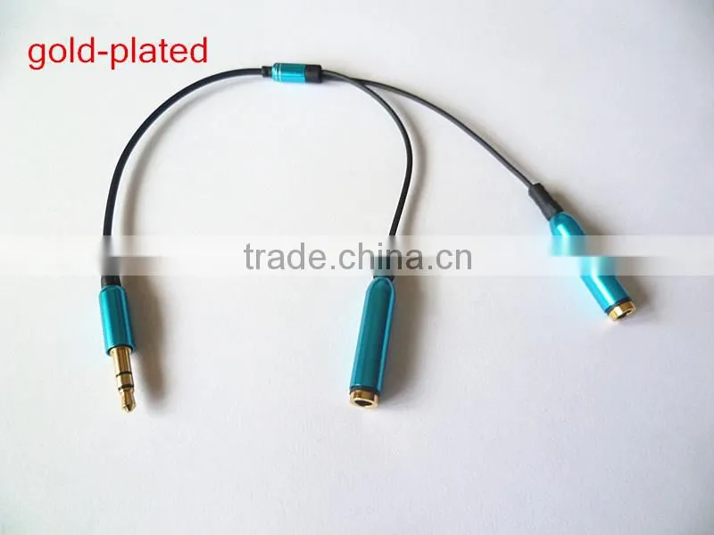 Gold plated DC3.5 m to 2*female audio splitter cable