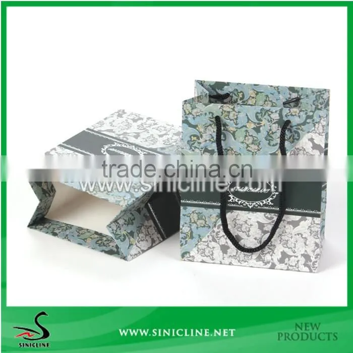 Sinicline High Quality Design Printed Paper Lady Shopping Bag With String