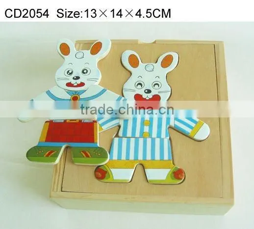 Rabbit dress-up educational wooden toy
