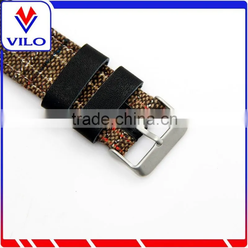 Canvas Fabric Genuine Leather Watch Band Wrist Strap For Apple Watch, For Apple Watch Band 38mm 42mm