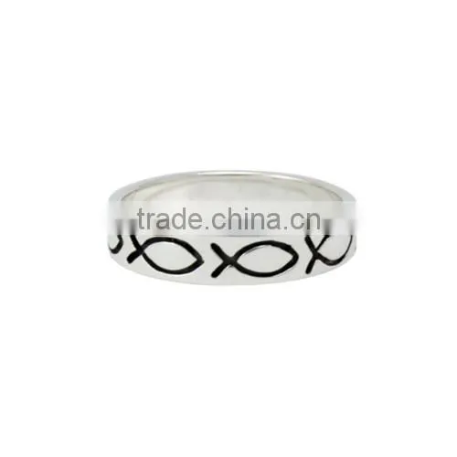 Fish Pattern Design Sterling Silve Purity Ring For Guys & Girls