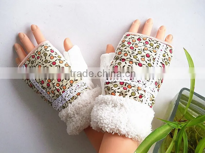 ladies fashion fingless winter gloves