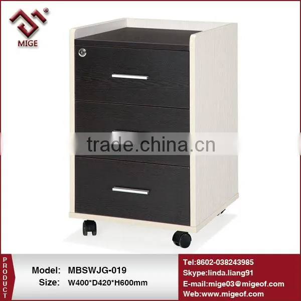3 drawer melamine panel mobile filing cabinet