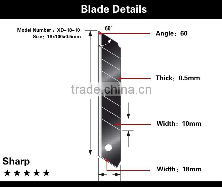 18mm Snap Off Blade Plastic handle knife auto lock slider Stationery Cutter