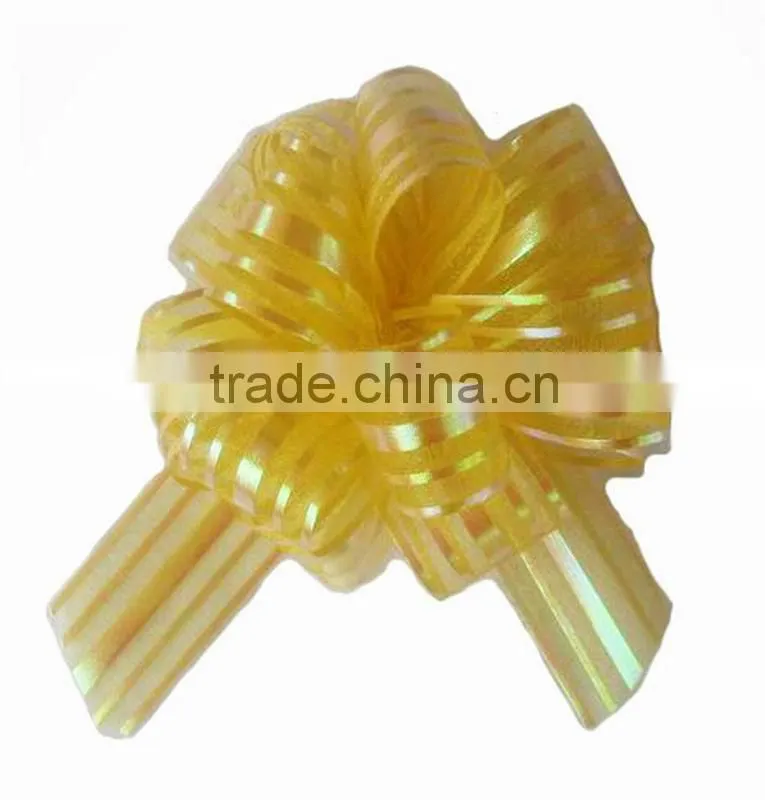 HOT SALE ! Yellow Organza Strip Butterfly Pull Ribbon Bow for gift Decoration