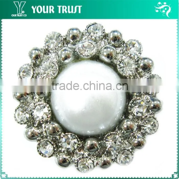 Vintage Crystal Rhinestone Silver Metal Nickel Free Shank Rhinestone Button