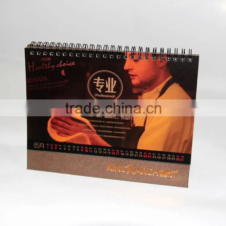 Full color printing special paper 2016 calendars with hot foil