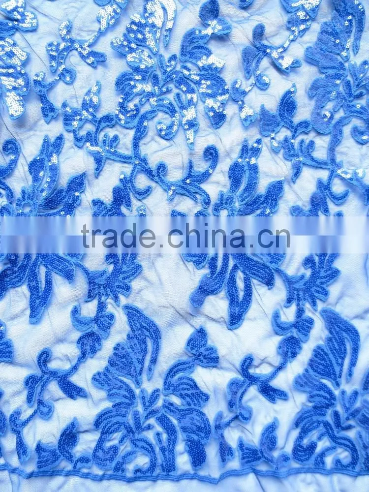 Wholesale Fancy sequins lace fabric for bridal and girls dress white sequined mesh lace french net lace textile