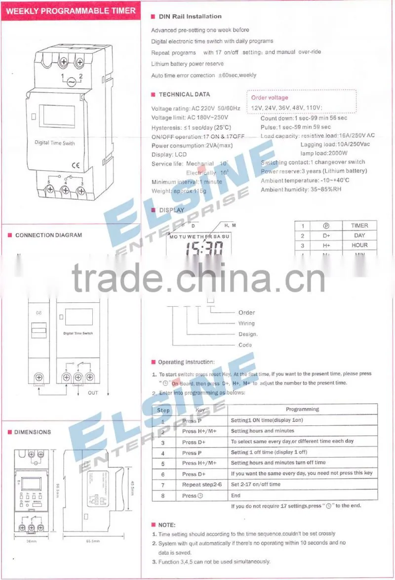 THC15A Weekly Programmable Digital Timer(DHC15A, ZYT15 TP8A16, AHC15A, KG15)