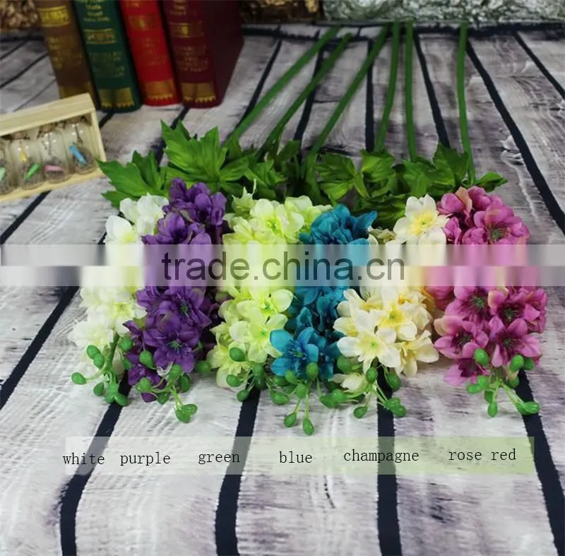 European style artificial wholesale flowers artificial silk delphinium ajacis