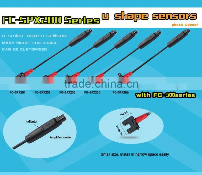 Micro U Shape Photo sensor, Amplifier Outside, 4-Wire, 5mm Slot Size, 5vDC Offered.