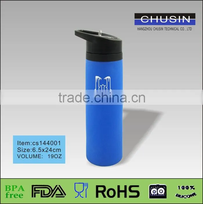 high quality wholesale BPA free colorful silicone water bottle