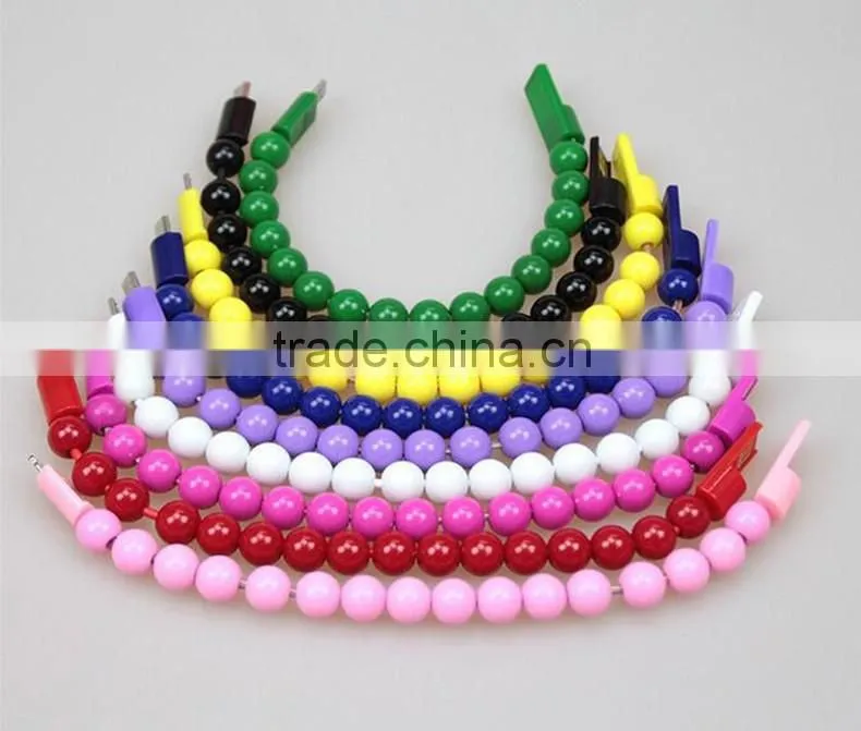 Latest Mobile Phone Accessories with 2015 Cool Pearl Bracelet Usb Cables