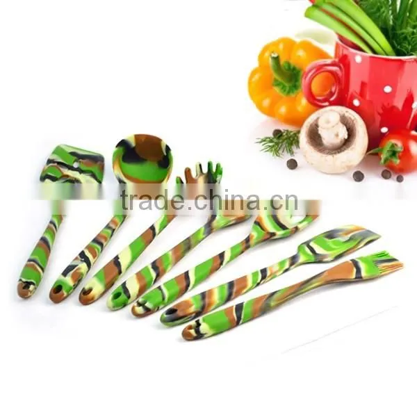 Silicone Cooking Utensil Set With Camouflage Color Of Kitchen Tools