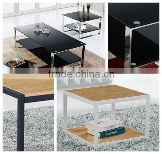 Foshan cheap furniture Chrome Metal wooden tea table design