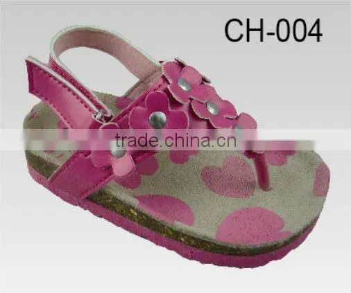 Fushia flower girl leather sandals