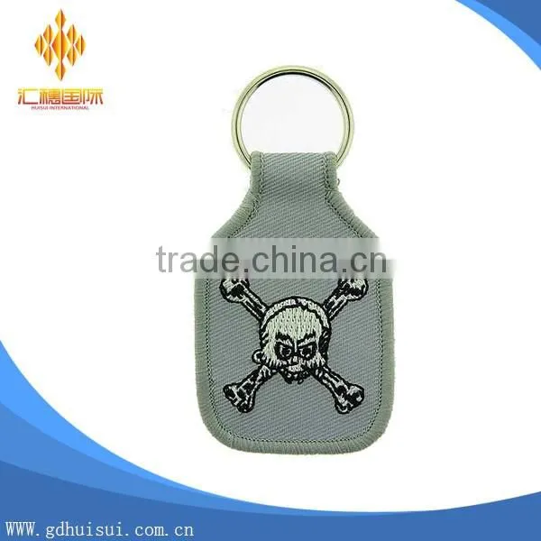 High quality top sale customized bottle shape skull embeoidery keychain