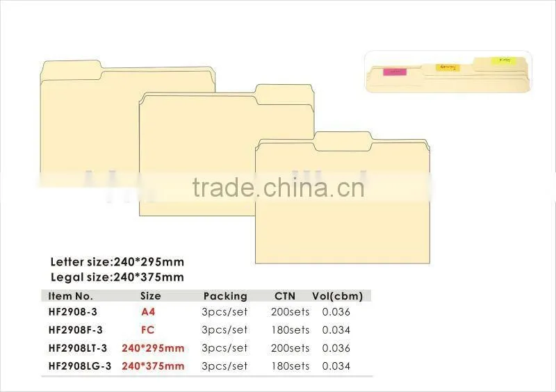 A4/FC/Letter Size/Legal Size Manila Paper File Folder