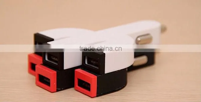 cactus shape usb charger 5v 4a three usb port universal mini car charger for mobile phone