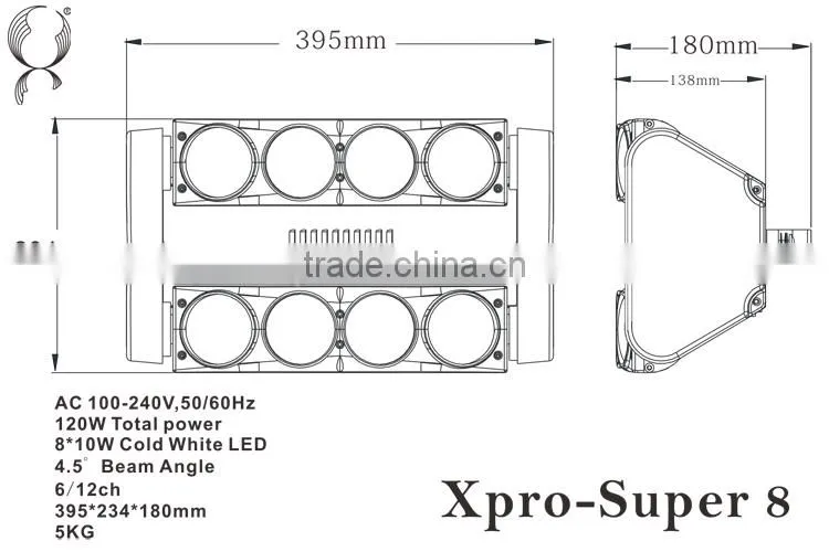 New arrival !!professional led stage light 8pcs RGBW led double row sweeper