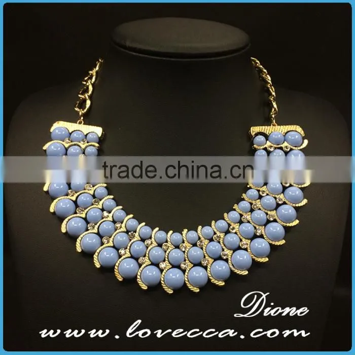 Latest designs women luxury gold plating jewelry exaggerate beaded collar necklace for women