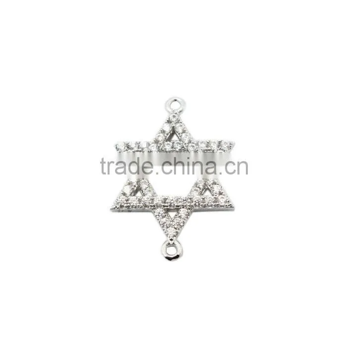 Cheap wholesale 925 silver CZ star of david charm