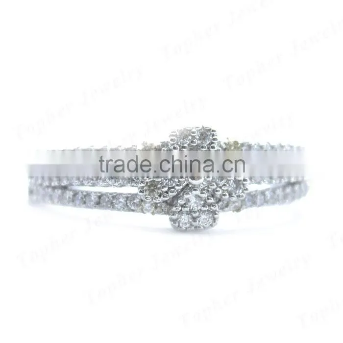 China factory direct sale 925 silver women flower ring with CZ stone