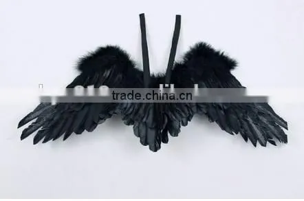 Children's Unisex Black Spread Feather Angel Wings