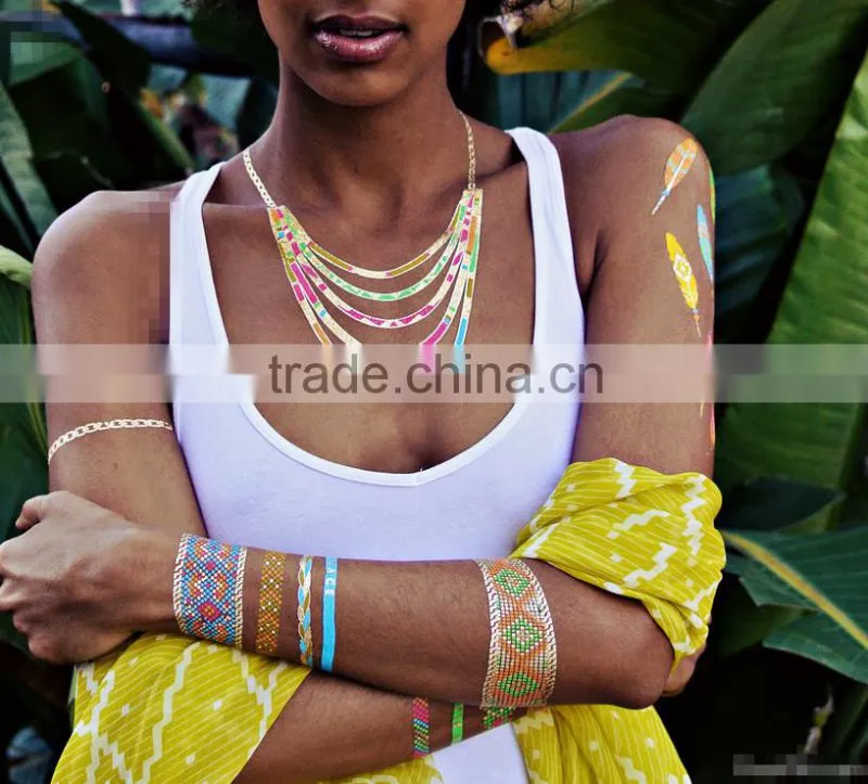 non-toxic temporary metallic fashion water transfer sticker body tattoo