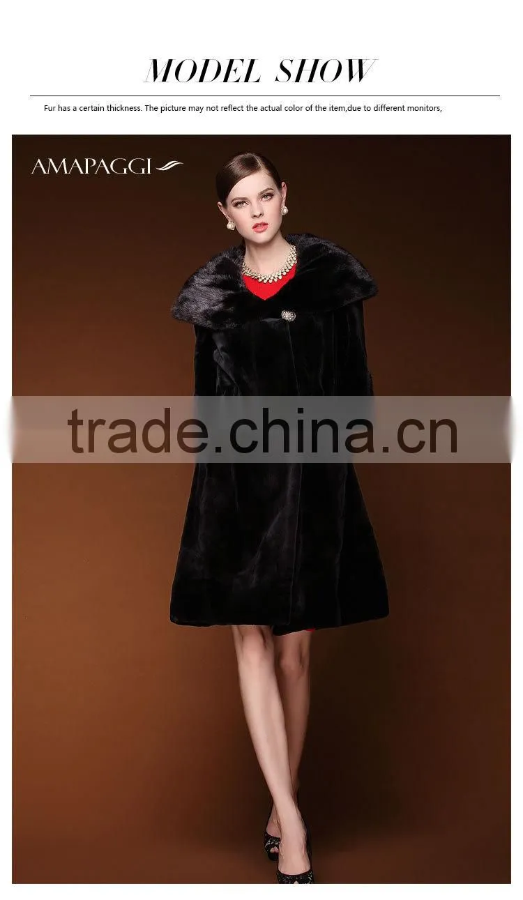 Discout winter long 100% real mink women fur coat for sale